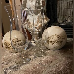 Bundle of 2 Vintage HURRICANE VASES OR BAR GLASSES Quality in the name Clear 10”